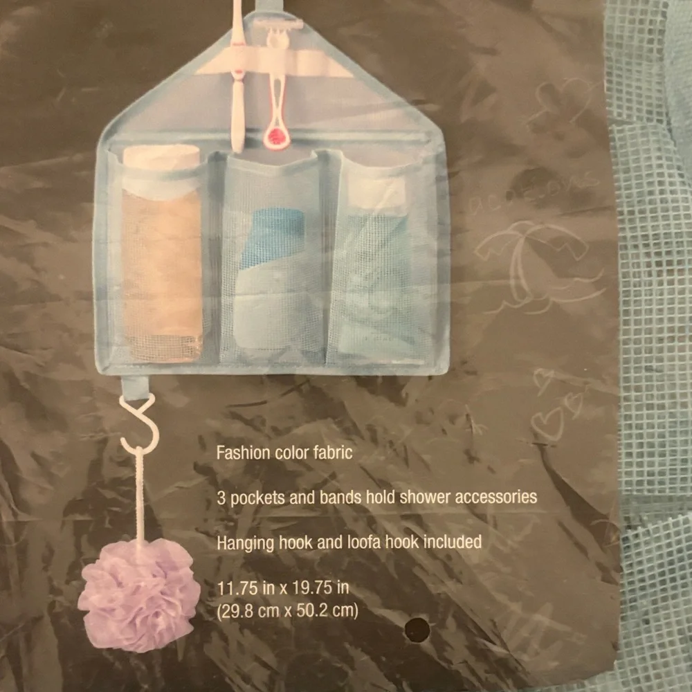 New Whitmore Light Blue Shower Organizer with Pockets